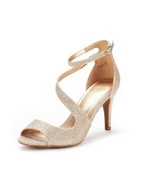 Women's Nile Open Toe Stiletto Heel Sandals Ankle Strap Faux Leather